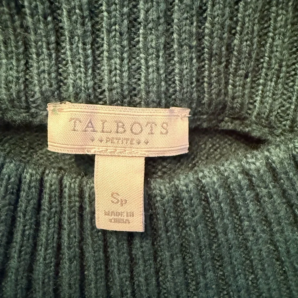 Talbots Petite Reindeer & Stars Mock Turtleneck Sweater
